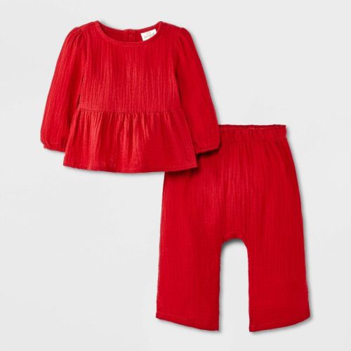 Baby Girls' 2pc Gauze Peplum Shirt and Pants Set - Cat & Jack™