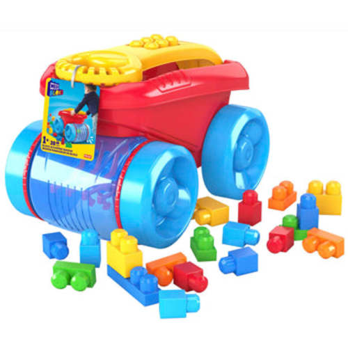 MEGA BLOKS Fisher Price Blue Block Scooping Wagon Building Toy (21 Pieces) For Toddler