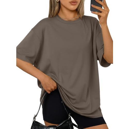 Trendy Queen Womens Oversized Summer T Shirts Plus Size Spring Cute Casual Tops Short Sleeves Fashion Workout Clothes
