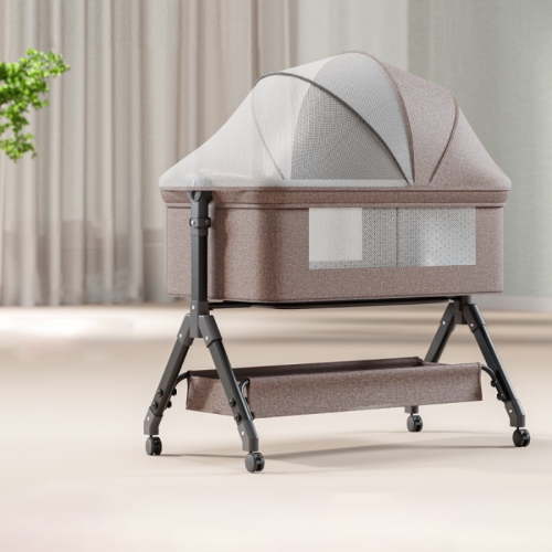 Infant Bassinet, Baby Swing ,5-in-1 Rocking Bedside Sleeper with Adjustable Height & Breathable Mesh, for 0–36 Months (khaki)