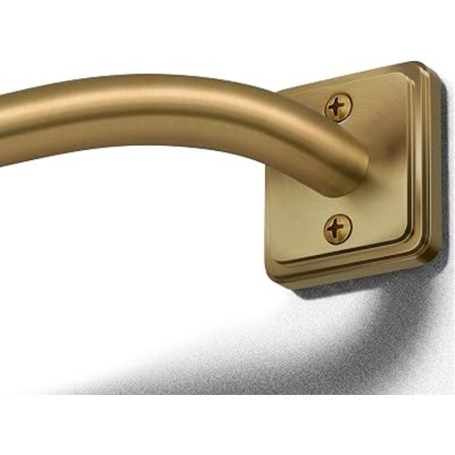 Lootkell Warm Gold Wrap Around Curtain Rods for Windows 48-84 Inch, Adjustable Blackout Window Curtain Rod Heavy Duty 1" Metal Drapery Rod with French Return Design for Bedroom Living Room Kitchen