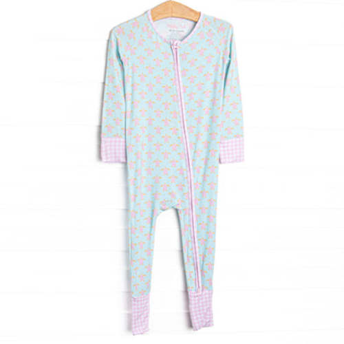 Turquoise Turtles Bamboo Girl Zippy Pajama, Green – Stitchy Fish