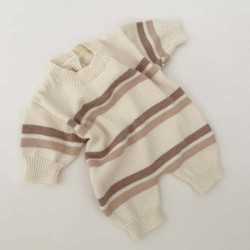 Winnie + Crew Greer Knit Romper in Stripes 1218 Months