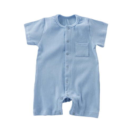 Summer Savings Clearance 2025! THDHVS Newborn Boy Clothes,Newborn Onesies,Kid's Solid Color Round Neck Short Sleeve Jumpsuit Baby Summer Breathable Bag Fart Jacket Light Blue 6-9 Months
