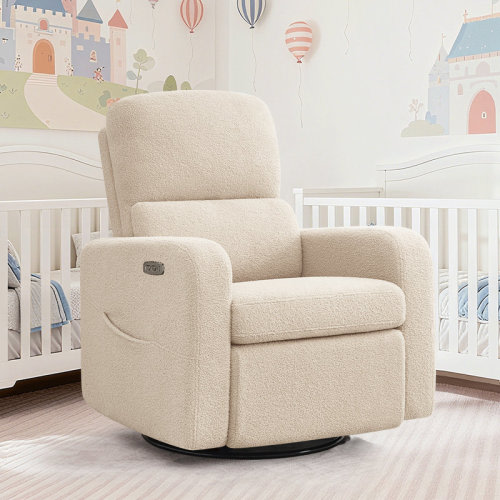 Latitude Run® Reiby Modern Upholstered Manual Recliner Nursery Chair with Swivel and rocker | Wayfair
