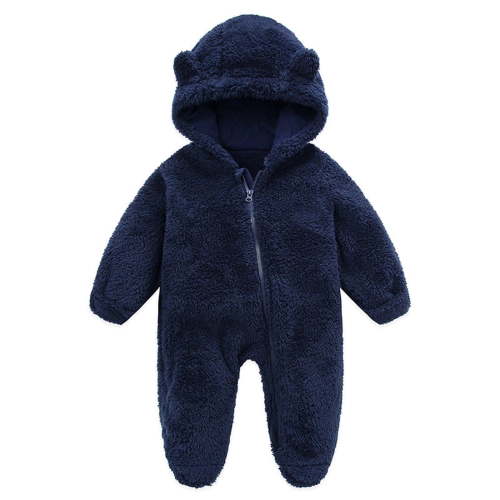 UMfun Infant Jumper: Fleece Footie Snowsuit, Hooded Romper Jumpsuit, Navy, 3-6 Months