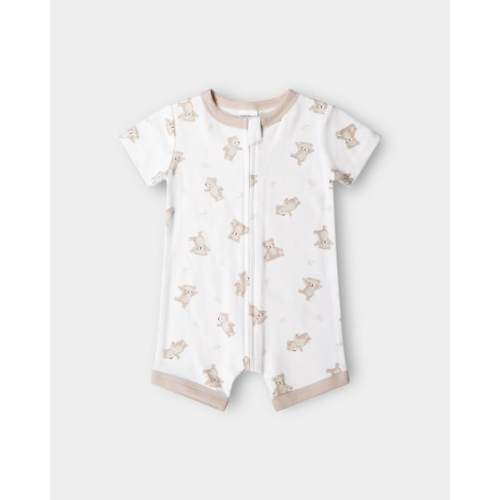 Off White Baby Short Sleeve Zip Romper | Best&Less™ Online