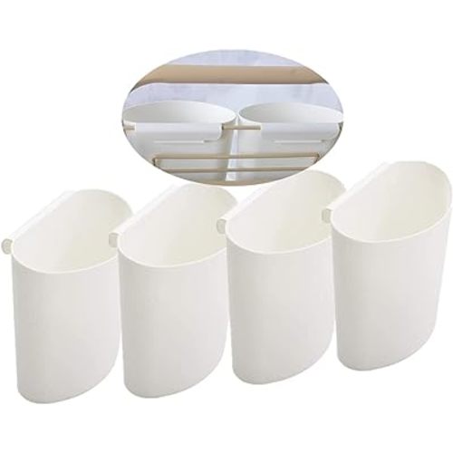 Rikyo 4Pcs Hanging Cup Holder,Rolling Cart Accessories,Plant Containers,Hanging Flower Pots,Space Saver,Storage Bucket,Pencil Holder,Make Up Pencil Holder Office,Kitchen Wall Organizer Decor (White)