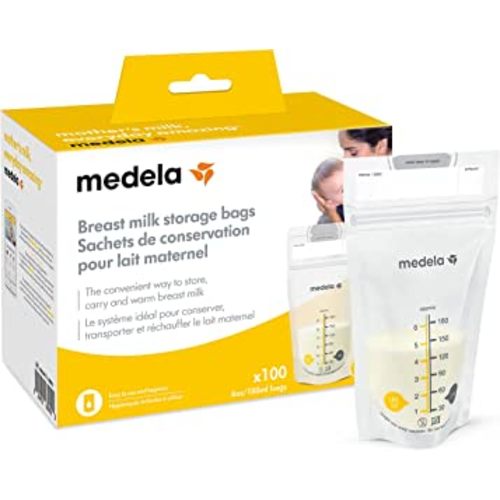 Medela Breast Milk Storage Bags, 100 Count, Ready to Use Breastmilk Bags for Breastfeeding, Self Standing Bag, Space Saving Flat Profile, Hygienically Pre-Sealed, 6 Ounce
