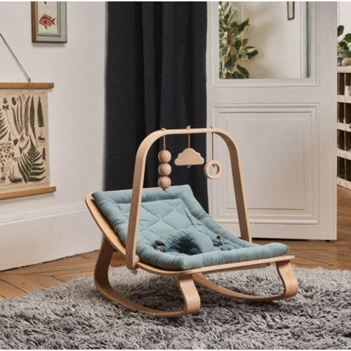 LEVO Beech Wood Baby Rocker - Organic Orage