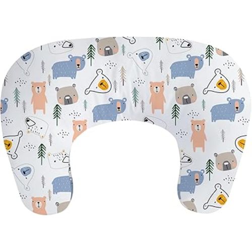 Little Grape Land Nursing Pillow,Upgraded Breast Feeding Pillow for Mom,Breastfeeding & Bottle Feeding for 0–18 Months, Soft Machine Washable Cover with Firm Breathable Filling, Tummy Time,Bear