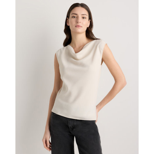 Matte Drape Cowl Neck Tank in Porcelain Ivory