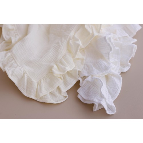 Muslin Baby Swaddle: Cotton Ruffled Frill Edge Wrap