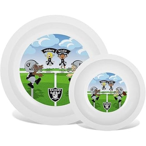 Baby Fanatic NFL Legacy Infant Plate & Bowl Set, Oakland Raiders, for Ages 6 Months & Up