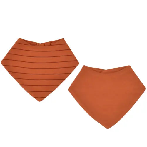 Bandana Bib Set, Merino Wool & Organic Cotton, Set of 2, Terracotta - Woolino