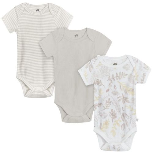 Just Born Baby Neutral Short Sleeve Bodysuits - 3-Pack, Color: Neutral foliage, Size: 0-3 months
