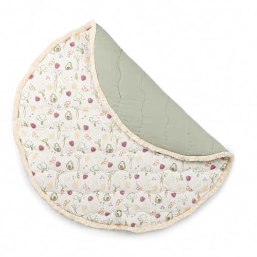 Crane Baby Clementine Playmat, Fruits & Veggies, 40" x 40", Tummy Time Mat