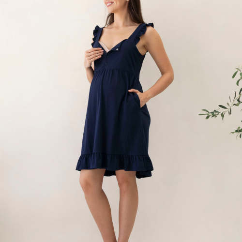 Grace Hospital Birthing Gown/Nightie with Nursing Access - Navy – Angel Maternity USA