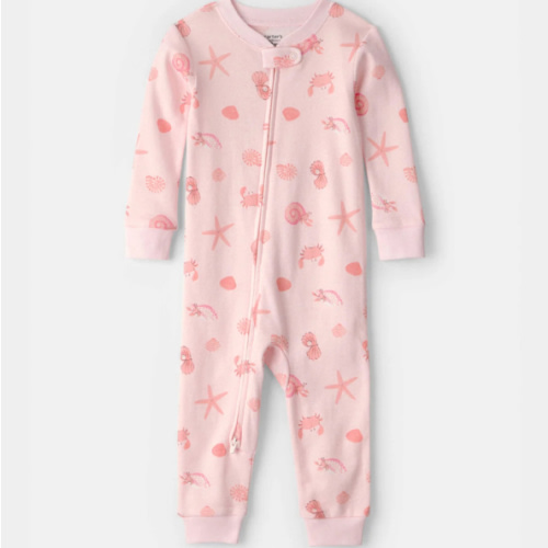Baby Girl Seashell 100% Cotton Snug Fit 1-Piece Pajama - Pink | Carter's