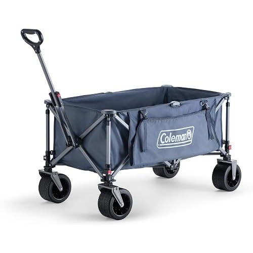 Coleman XL Collapsible Wagon, Heavy‑Duty 400 lb Capacity, Large 50+ Gallon Utility Cart with All‑Terrain Wide‑Base Wheels, One‑Pull Folding Design, Removable Wheels & Ergonomic Handle – Blue
