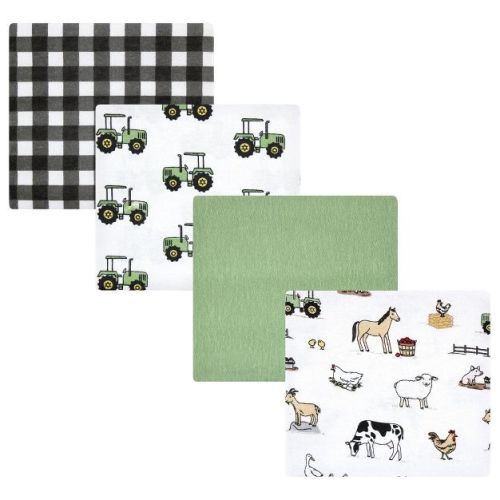 Hudson Baby Infant Boy Cotton Poly Flannel Receiving Blankets, Boy Farm, One Size