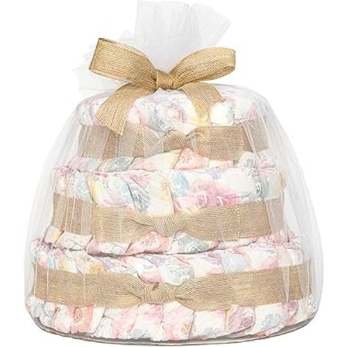 The Honest Company Deluxe Diaper Cake, Diapers Baby Personal Care Plant-Based Wipes, Rose Blossom, Size 1 8-14 lbs 70 Count