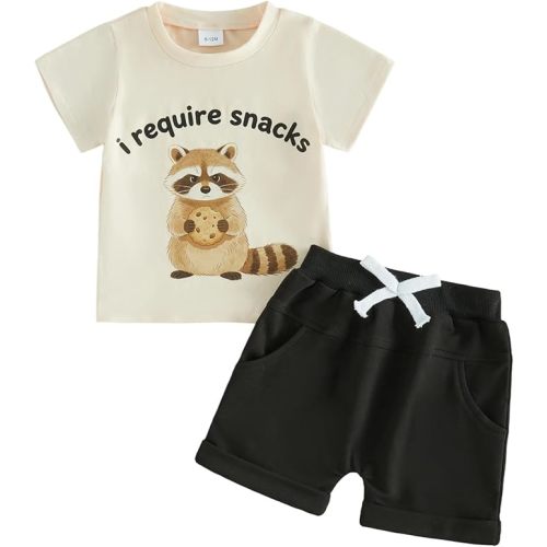 Tsultryofs Baby Boy Summer Clothes Infant Toddler Outfit Letter Graphic Print Short Sleeve T-Shirt Tops and Casual Shorts Set