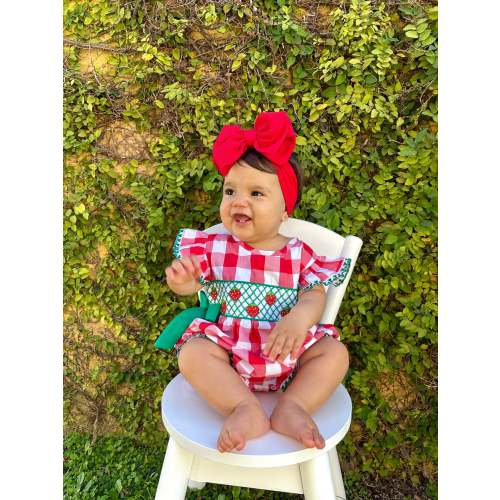 Girl’s Smocked Strawberry Bubble