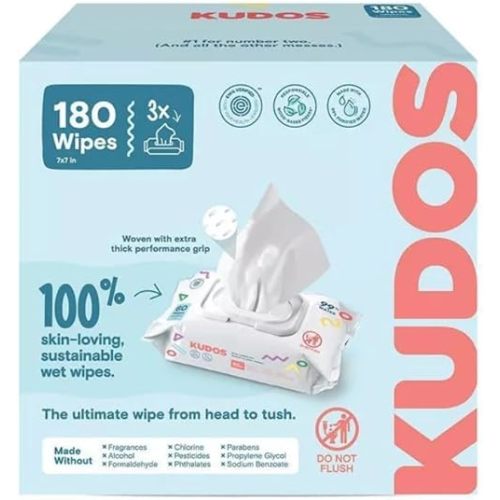 Kudos Skin-Loving Baby Wipes - Plastic-Free & Unscented - 180ct - (3 pack of 60)
