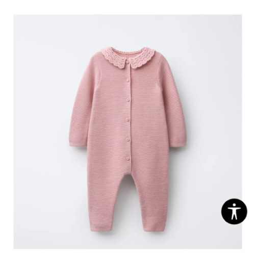 CROCHET KNIT JUMPSUIT - Mid-pink | ZARA United States