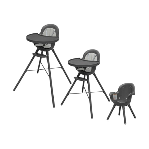 Boon GRUB Adjustable Baby High Chair - Convertible High Chair and Toddler Chair - High Chairs for Babies and Toddlers 6 Months to 6 Years - Dishwasher Safe - Gray