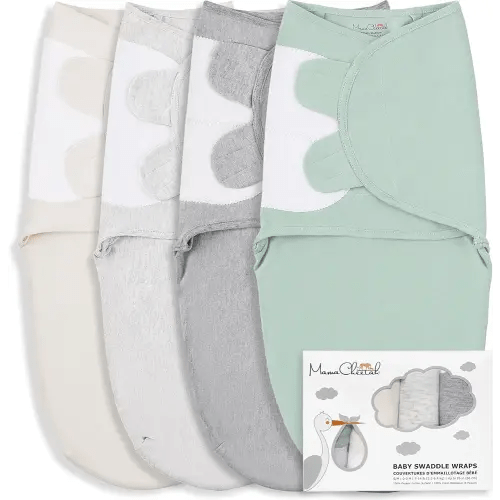 Mama Cheetah Baby Swaddle Sack, Organic Cotton Swaddle Blanket, Adjustable Swaddle Sleep Sacks, Easy Swaddles for Boy Girl 0-3 Month, Baby Essentials, 4-Pack
