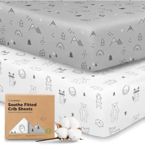 KeaBabies 2-Pack Organic Crib Sheets for Boys, Girls - 52x28 Fitted Crib Mattress Sheet Neutral, Breathable Jersey Cotton Cover for Baby Bed, Toddler Mattress, Soft & Cute Prints (Woodland)