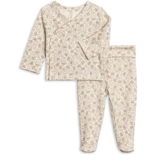 Colored Organics - Kimono Wrap Top and Footed Pant Set - Organic Cotton Infant Layette Clothing Set