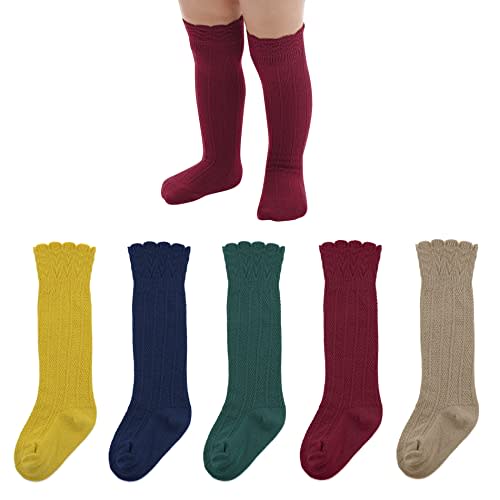 Baby Knee High Socks for Girls & Boys, Ruffled Long Tube Socks | Knee-High Length, Ruffled Detail, Long Tube Silhouette, Girls & Boys Design, Newborn to Toddler Sizing