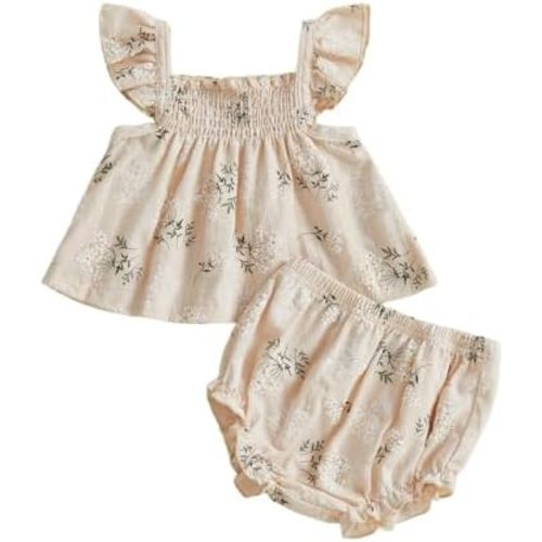 Baby Girl Summer Clothes Ruffle Tops Dress Shorts Floral Outfit Toddler Shrit Bloomers Princess Playwear Clothing