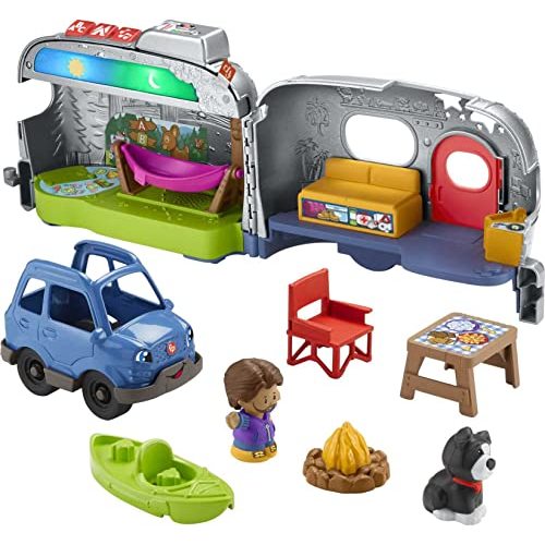 Fisher-Price Little People Toddler Toy Light-Up Learning Camper Playset with Smart Stages, Figures & Accessories for Pretend Play Ages 1+ Years