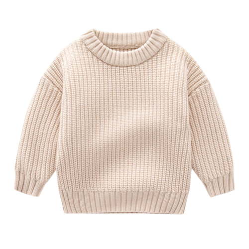 Toimothcn Toddler Baby Kdis Sweater Simple Solid Color Ribbed Knit Sweaters Long Sleeve Crew Neck Warm Soft Loose Fit Pullover Knitted Sweater Lovely Boy'S Clothing