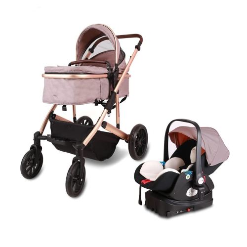 Trenana 2 in1 Baby Stroller,High Landscape Infant Stroller,Reversible Bassinet Stroller,Adjustable Backrest & Canopy,Foldable Aluminum Alloy Anti-Shock for Newborn (516-Khaki)