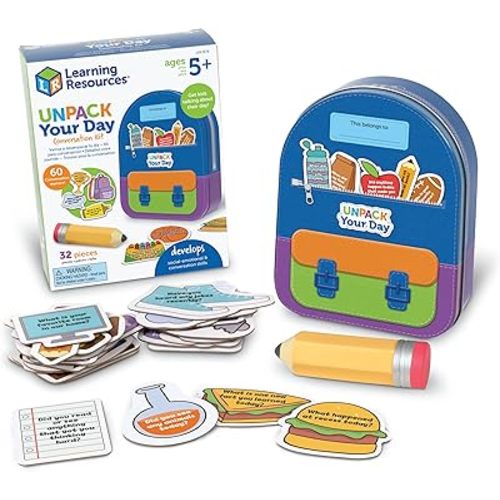 Learning Resources Unpack Your Day Conversation Kit, 32 Pieces, Ages 5+, Social Emotional Learning Toys, Social Emotional Learning Games