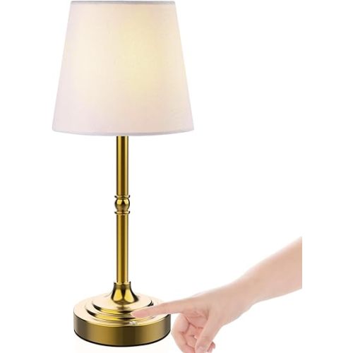 focondot Rechargeable Battery Powered Table Lamp, Wireless LED Lamps, Cordless Touch Lamps, Stepless Dimmable Bedside Lamps, Night Lamp for Bedroom, Dinning Room, Kitchen Decor, Office (Bronze)