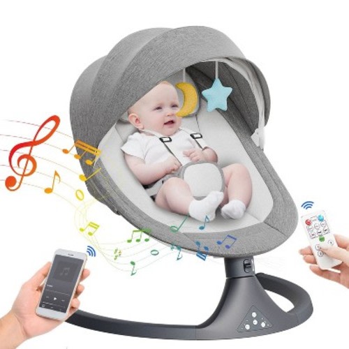 TUMAJUP Baby Swing for Infants with Bluetooth-Gray