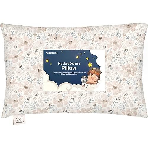 Toddler Pillow with Pillowcase - 13x18 My Little Dreamy Kids Travel Bed Pillows for Sleeping, Organic Cotton Small Pillowcase, Soft & Breathable, Machine Washable, Toddlers 2-5 years old (Flora Vale)