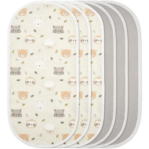 TILLYOU Waterproof Changing Pad Liners 6 Pack, 100% Cotton Reusable Cloth Diaper Liners, Pet