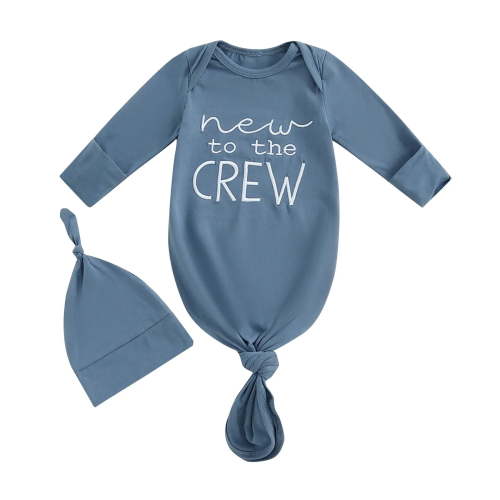 Newborn Infant Summer Bodysuits Newborn Knotted Sleeping Bag Fetal Hat Set Baby Comfortable And Breathable Pajamas