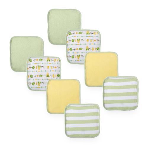 Koala Baby Neutral 8 Pack Green Solid/Print Washcloths