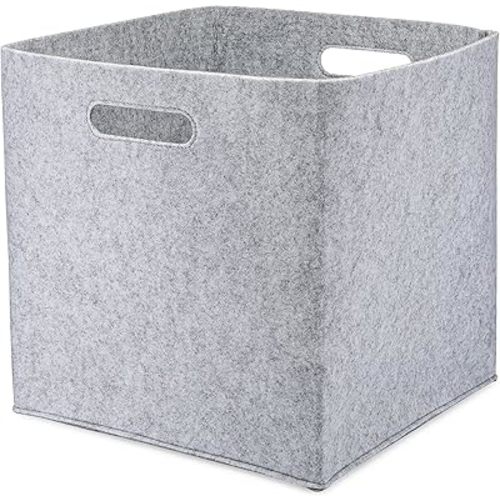 Parker Baby Felt Foldable Storage Cube - 13 Inch Nursery Cubby Bin for Cube Organizer, Closet Organizers and Storage Toy Bin, Rope Baskets Bins for Toy’s Storage - Gray