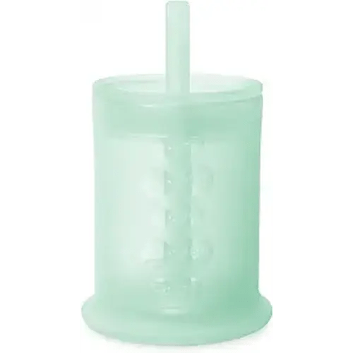 Olababy Silicone Training Cup with Straw Lid | Babies Water Drinking Cup | 6+ Mo Infant To 12-18 Months Toddler | Sippy Cup For Kids & Smoothie Cup | Baby Led Weaning (Mint, 5 oz)