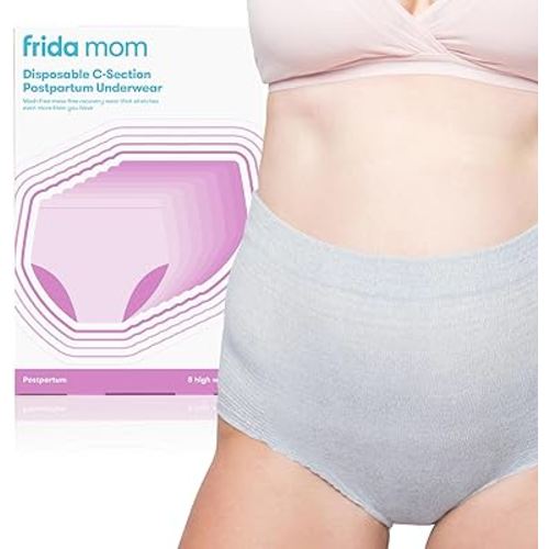 Frida Mom Women's Postpartum Underwear for C-Section Recovery, Disposable High Waist Size Regular (Waist 28"-42" Stretched), Grey