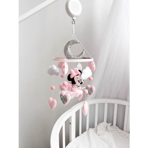 Disney Minnie Mouse Baby Mobile, Felt Crib Toy, Personalized Nursery Decor